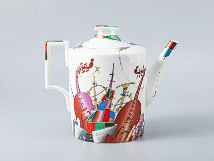 Сервиз чайный форма Гербовая рисунок Музыкальные инструменты, 6 персон 14 предметов, арт. 81.28041.00.1