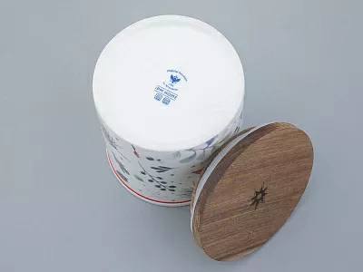 Банка с деревянной крышкой (средняя 120мм) форма Стандартная рисунок Календа арт. 42.00039.00.1