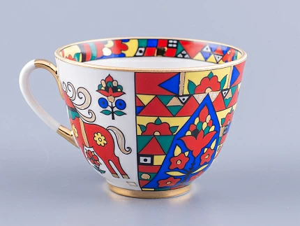 Чашка с блюдцем чайная 250 мл форма Весенняя рисунок Народные узоры арт. 81.18073.00.1