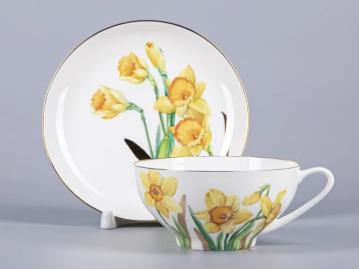 Чашка с блюдцем чайная 300 мл форма Купольная рисунок Narcissus арт. 81.29658.00.1,  Чашка с блюдцем чайная 300 мл форма Купольная рисунок Narcissus арт. 81.29658.00.1,