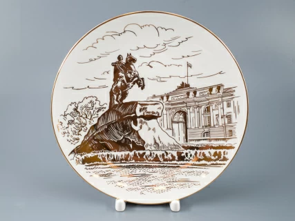 Декоративная тарелка 195 мм, форма Эллипс, рисунок Медный всадник, арт 80.96311.00.1, 