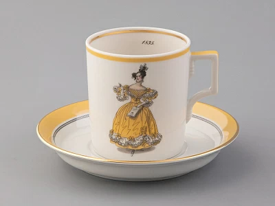 Чашка с блюдцем чайная 220 мл форма Гербовая рисунок Modes de Paris 1835 арт. 81.25416.00.1 Чашка с блюдцем чайная 220 мл форма Гербовая рисунок Modes de Paris 1835 арт. 81.25416.00.1