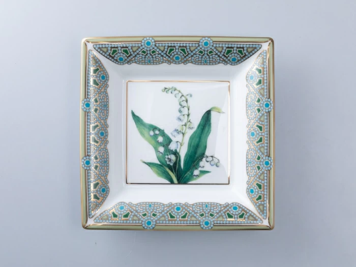 Подставка для мелочей в подарочной упаковке, форма Квадратная, рисунок Ландыш Майский, арт 81.34213.00.1, 