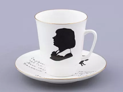 Чашка с блюдцем 165 мл форма Майская, рисунок Русские писатели Цветаева, арт. 81.32766.00.1