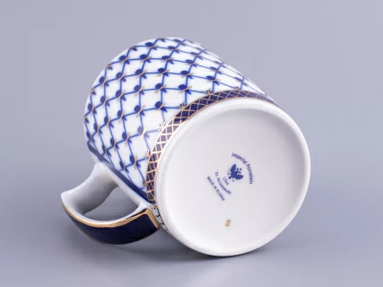 Бокал с блюдцем и с крышкой 380 мл форма Снежное утро рисунок Кобальтовая сетка арт. 81.15425.00.1, 