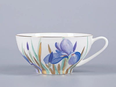 Чашка с блюдцем чайная 300мл, форма Купольная, рисунок Ирисы 2, арт 81.29657.00.1 Чашка с блюдцем чайная 300мл, форма Купольная, рисунок Ирисы 2, арт 81.29657.00.1