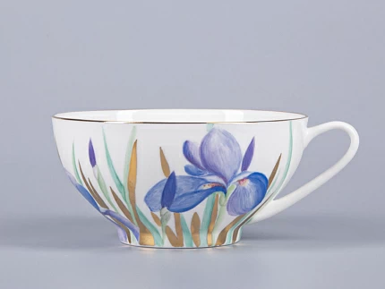 Чашка с блюдцем чайная 300мл, форма Купольная, рисунок Ирисы 2, арт 81.29657.00.1 Чашка с блюдцем чайная 300мл, форма Купольная, рисунок Ирисы 2, арт 81.29657.00.1