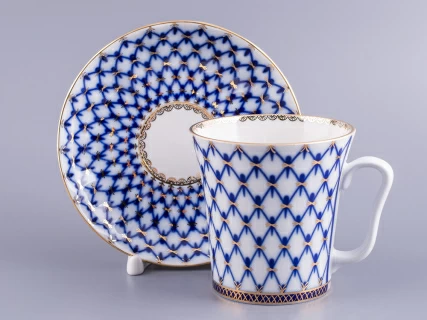 Бокал с блюдцем Ленинградский Кобальтовая сетка 360 мл арт. 81.13955.00.1, 