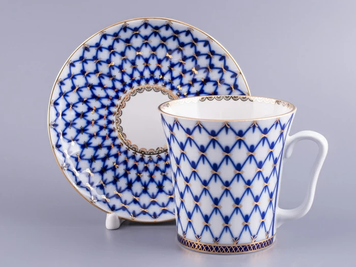 Бокал с блюдцем Ленинградский Кобальтовая сетка 360 мл арт. 81.13955.00.1, 