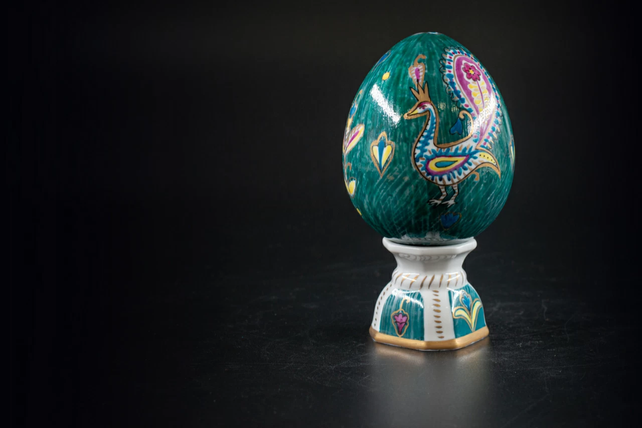 Яйцо пасхальное Зеленое с птицей, арт 60.09645.00.1, 