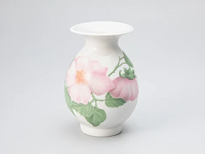 Ваза для цветов форма Березка №6 рисунок Дикая роза арт. 80.84200.00.1