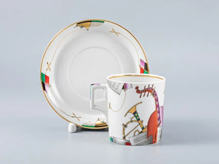 Сервиз чайный форма Гербовая рисунок Музыкальные инструменты, 6 персон 14 предметов, арт. 81.28041.00.1, 