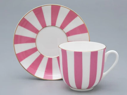 Чашка с блюдцем кофейная 180 мл форма Ландыш 2 рисунок Да и нет (розовый с отводкой) арт. 81.25355.00.5, 