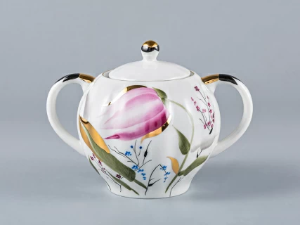 Сахарница Тюльпан Розовые тюльпаны арт. 80.00030.00.1,  Сахарница Тюльпан Розовые тюльпаны арт. 80.00030.00.1,