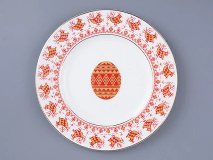 Тарелка плоская 205 мм форма Премиум рисунок Петушки-гребешки, арт 80.49801.00.1, 