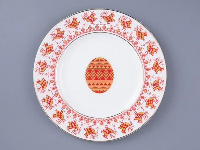 Тарелка плоская 205 мм форма Премиум рисунок Петушки-гребешки, арт 80.49801.00.1, 