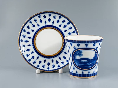 Бокал с блюдцем, форма Ленинградский, рисунок Верхне-Лебяжий мост, арт 81.27423.00.1