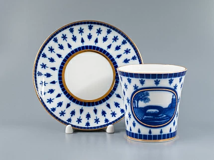 Бокал с блюдцем, форма Ленинградский, рисунок Верхне-Лебяжий мост, арт 81.27423.00.1