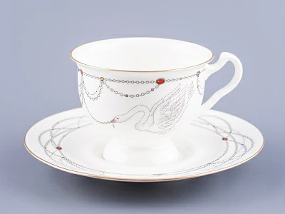 Чашка с блюдцем чайная форма Айседора рисунок Волшебное лебединое озеро - 2 арт. 81.26472.00.1