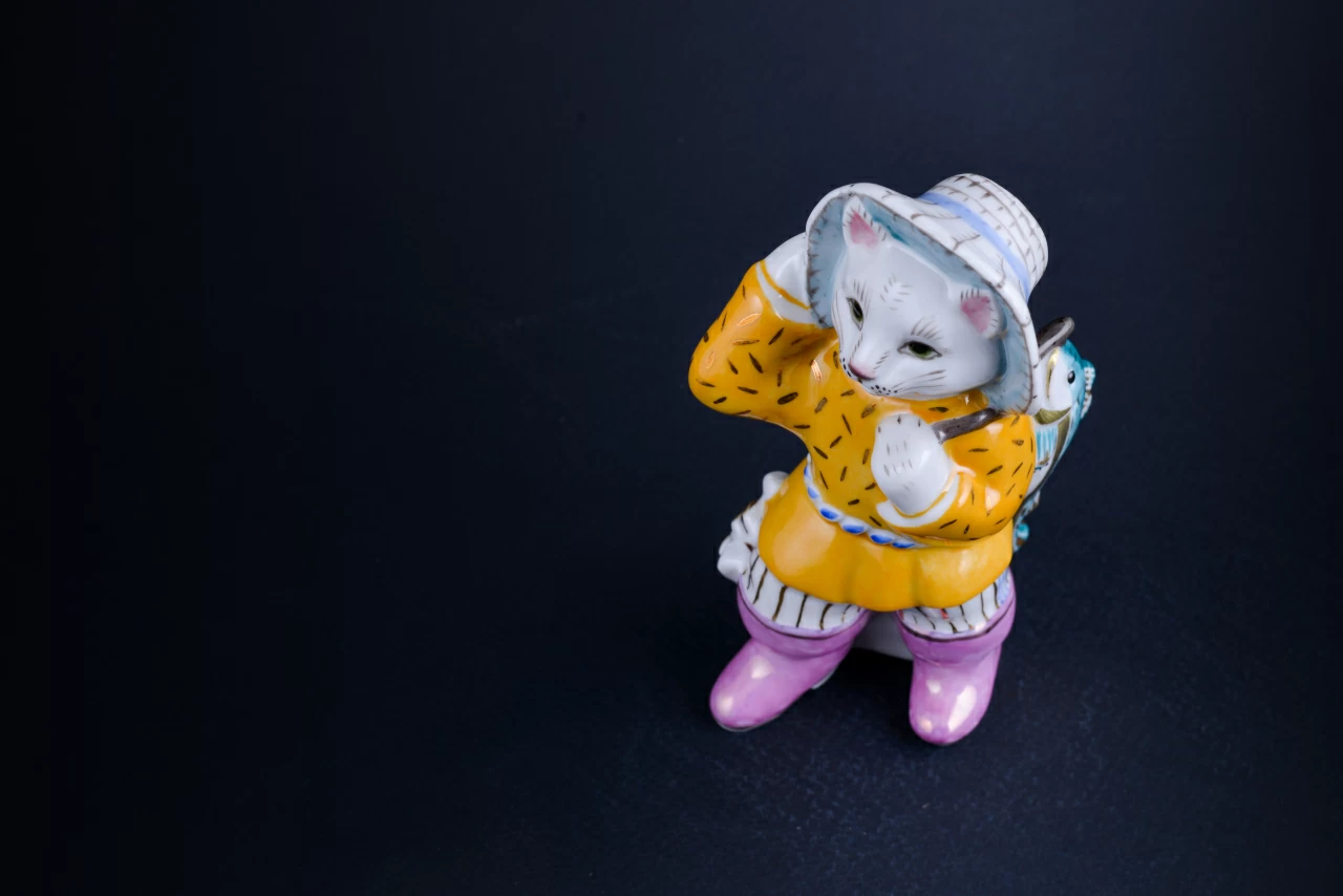 Скульптура Кот Рыболов с рыбой , арт 62.21243.00.1, 