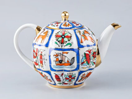 Чайник заварочный форма Тюльпан рисунок Русский лубок 600 мл арт. 80.05730.00.1, 