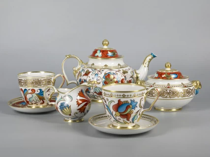 Сервиз чайный форма Александр III рисунок Русский, 6 персон 15 предметов арт. 81.30144.00.1,  Сервиз чайный форма Александр III рисунок Русский, 6 персон 15 предметов арт. 81.30144.00.1,