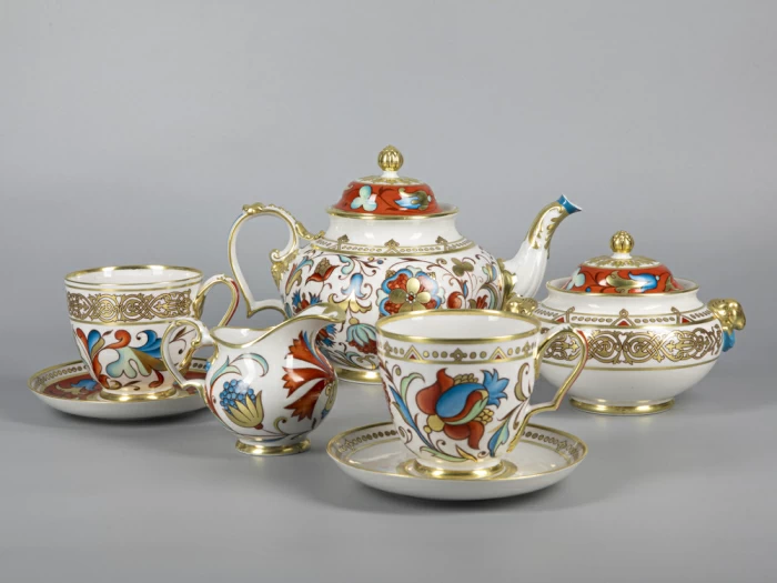 Сервиз чайный форма Александр III рисунок Русский, 6 персон 15 предметов арт. 81.30144.00.1,  Сервиз чайный форма Александр III рисунок Русский, 6 персон 15 предметов арт. 81.30144.00.1,