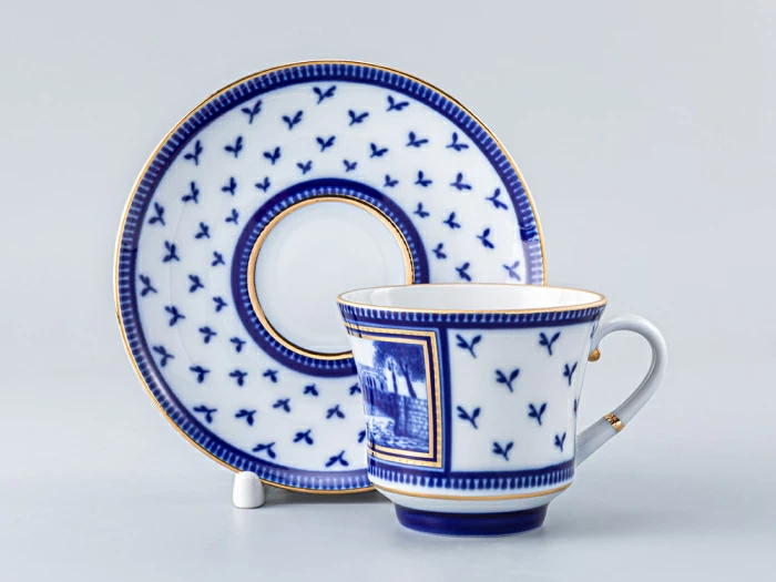 Чашка с блюдцем чайная 220 мл форма Банкетная рисунок Первый Садовый мост арт. 81.16031.00.1, 