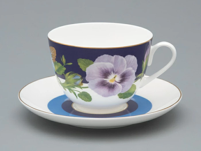 Чашка с блюдцем чайная форма Весенняя 2 рисунок Виола 1, арт. 81.34138.00.1, 
