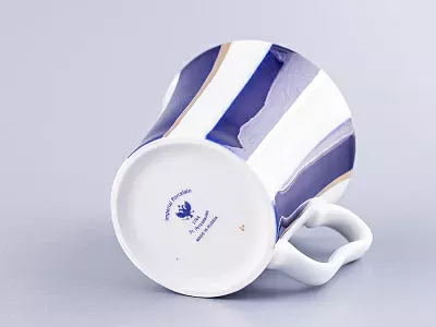 Бокал с блюдцем 360 мл форма Ленинградский рисунок Кобальтовые полосы арт. 81.14856.00.1