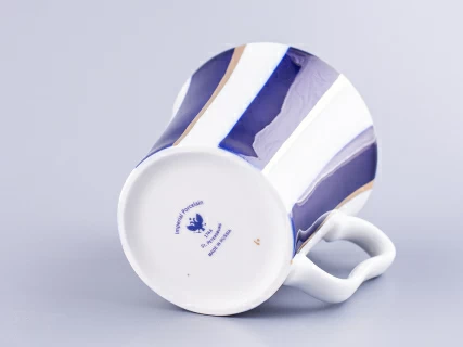 Бокал с блюдцем 360 мл форма Ленинградский рисунок Кобальтовые полосы арт. 81.14856.00.1, 