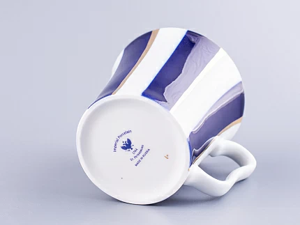 Бокал с блюдцем 360 мл форма Ленинградский рисунок Кобальтовые полосы арт. 81.14856.00.1 Бокал с блюдцем 360 мл форма Ленинградский рисунок Кобальтовые полосы арт. 81.14856.00.1