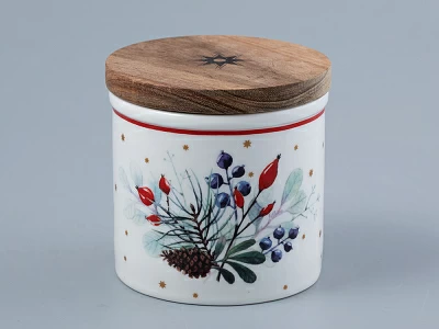 Набор банок  с деревянной крышкой ( 3 предм. малого размера) форма Стандартная рисунок Календа арт. 42.00041.00.1