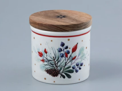 Набор банок  с деревянной крышкой ( 3 предм. малого размера) форма Стандартная рисунок Календа арт. 42.00041.00.1,  Набор банок  с деревянной крышкой ( 3 предм. малого размера) форма Стандартная рисунок Календа арт. 42.00041.00.1,