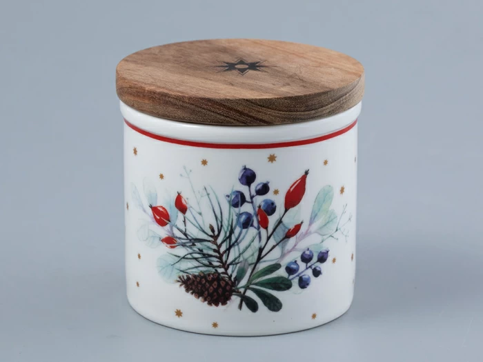 Набор банок  с деревянной крышкой ( 3 предм. малого размера) форма Стандартная рисунок Календа арт. 42.00041.00.1,  Набор банок  с деревянной крышкой ( 3 предм. малого размера) форма Стандартная рисунок Календа арт. 42.00041.00.1,