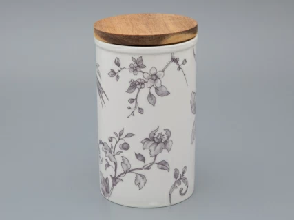 Банка с деревянной крышкой (высокая) форма Стандартная, рисунок Monplaisir Violet, в упаковке, арт 42.00061.00.1, 
