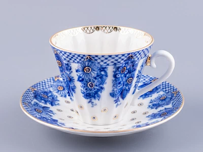 Чашка с блюдцем чайная 235 мл форма Лучистая рисунок Корзиночка арт. 81.10303.00.1