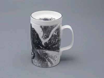 Бокал с блюдцем и крышкой 400 мл в подарочной упаковке, форма top рисунок Черный мустанг, арт 81.34276.00.1