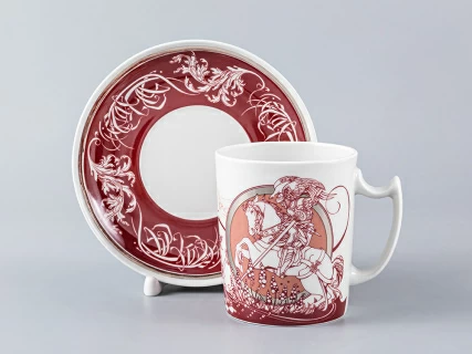 Подарочный набор (бокал/блюдце) форма Снежное утро рисунок Мужские истории. Рыцарь, арт. 81.28432.00.1, 