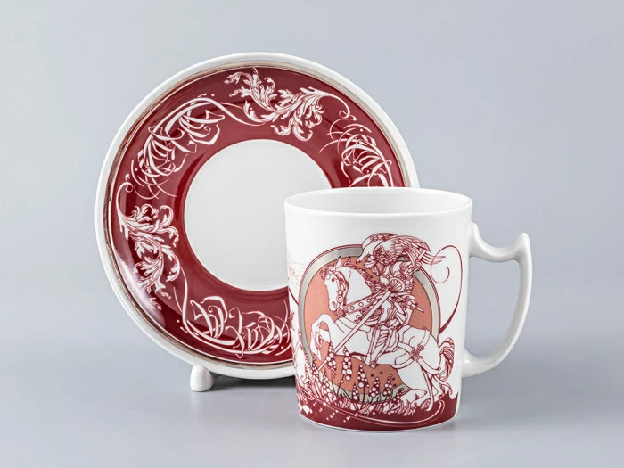 Подарочный набор (бокал/блюдце) форма Снежное утро рисунок Мужские истории. Рыцарь, арт. 81.28432.00.1, 