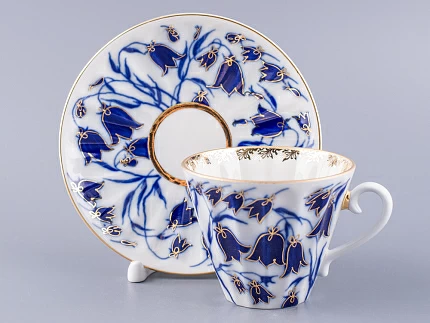 Чашка с блюдцем чайная 235 мл форма Лучистая рисунок Колокольчики арт. 81.10520.00.1