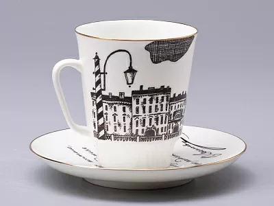 Чашка с блюдцем 165 мл форма Майская рисунок Русские писатели Достоевский, арт. 81.31158.00.1