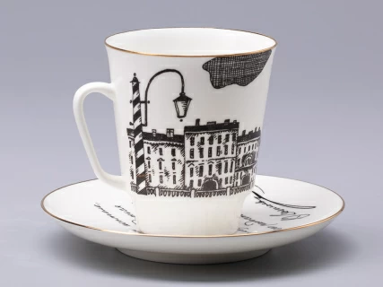 Чашка с блюдцем 165 мл форма Майская рисунок Русские писатели Достоевский, арт. 81.31158.00.1, 