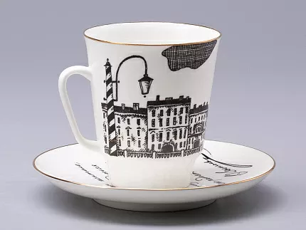 Чашка с блюдцем 165 мл форма Майская рисунок Русские писатели Достоевский, арт. 81.31158.00.1