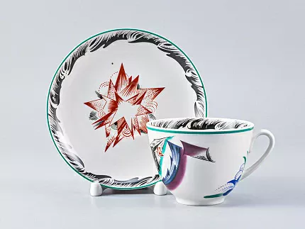 Чашка с блюдцем чайная форма Весенняя рисунок Серп, молот и шестерня, арт. 81.27947.00.1