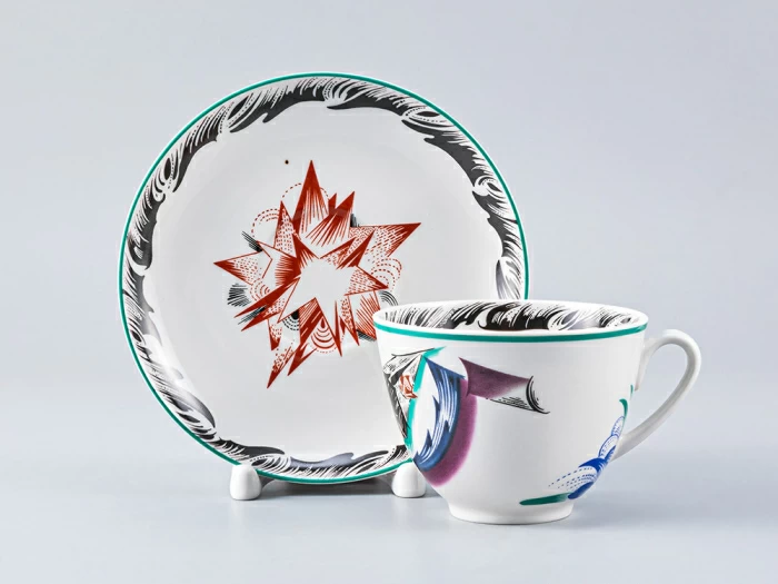 Чашка с блюдцем чайная форма Весенняя рисунок Серп, молот и шестерня, арт. 81.27947.00.1, 