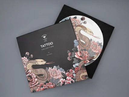 Тарелка декоративная 310мм в подарочной упаковке, форма Восточная, рисунок TATTOO SERPENTA, арт. 81.32801.00.1,  Тарелка декоративная 310мм в подарочной упаковке, форма Восточная, рисунок TATTOO SERPENTA, арт. 81.32801.00.1,