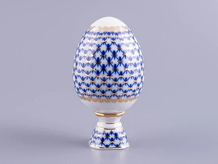 Яйцо пасхальное на подставке 132 мм рисунок Кобальтовая сетка арт.  80.07117.00.1 Яйцо пасхальное на подставке 132 мм рисунок Кобальтовая сетка арт.  80.07117.00.1