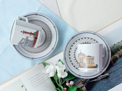 Чашка с блюдцем чайная, форма Гербовая, рисунок Серебряный город 1, арт. 81.32584.00.1, 