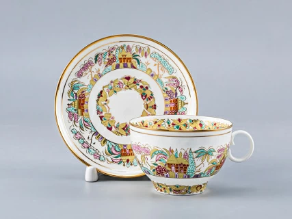 Чашка с блюдцем чайная Яблочко Пейзажный фриз 160 мл арт. 81.15456.00.1, 